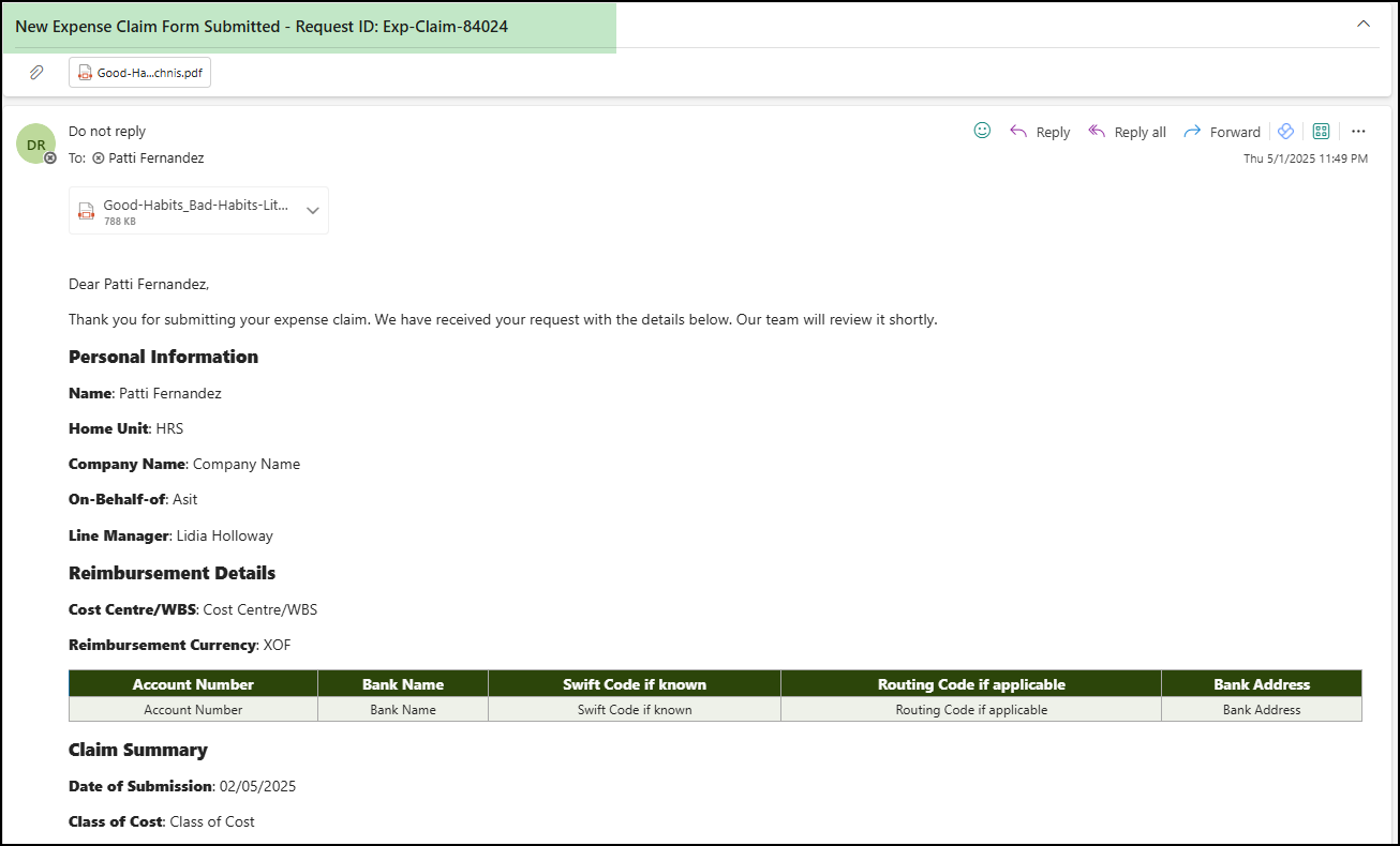 Expense Claim Request in Power Apps