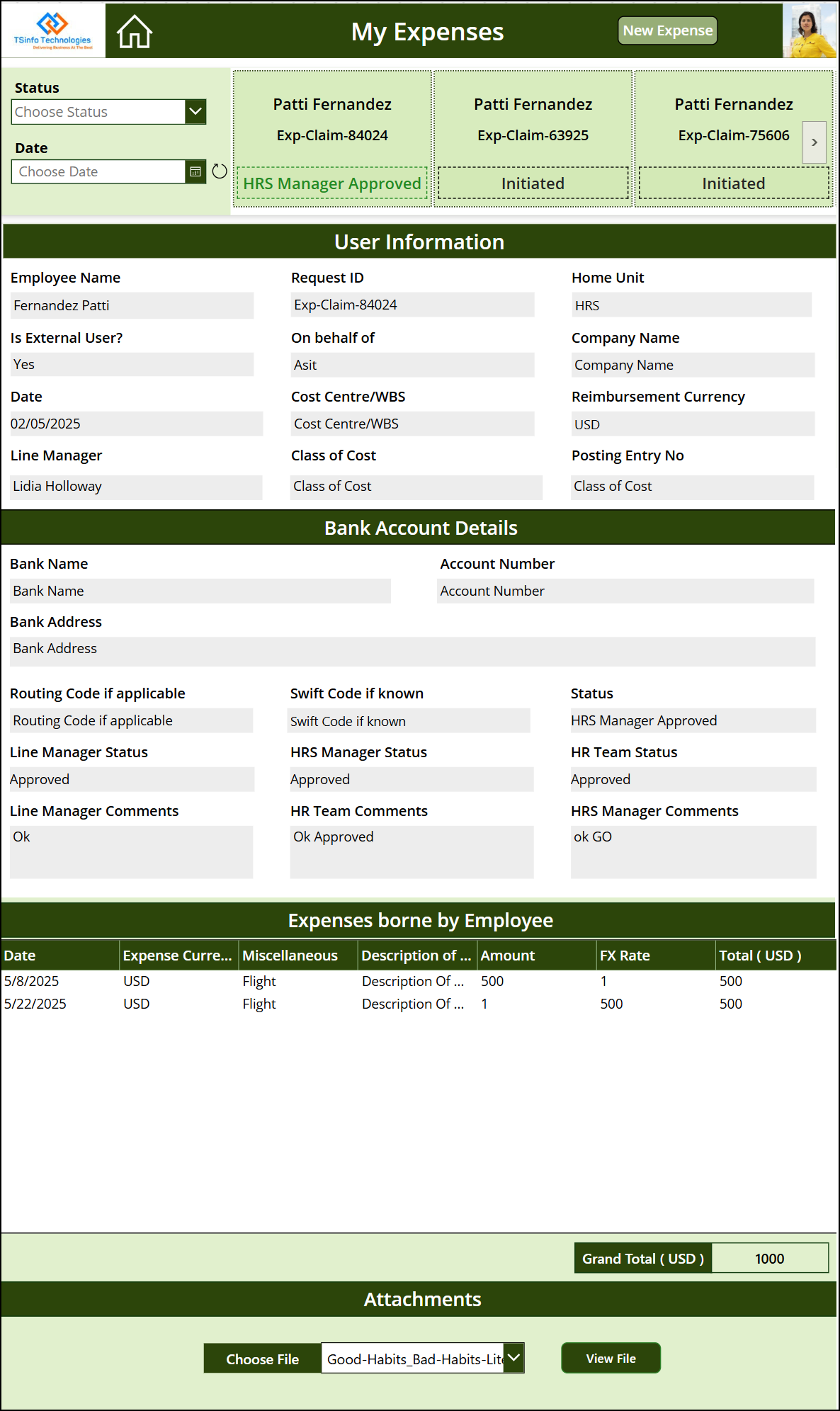 Expense Reimbursement in Power Apps